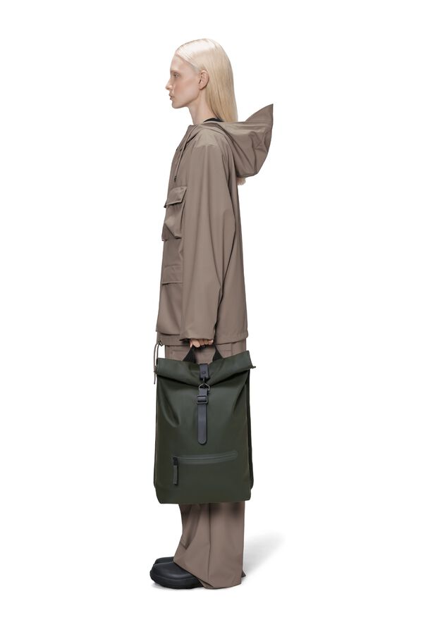 Rains Mochila rolltop imperme&aacute;vel Verde