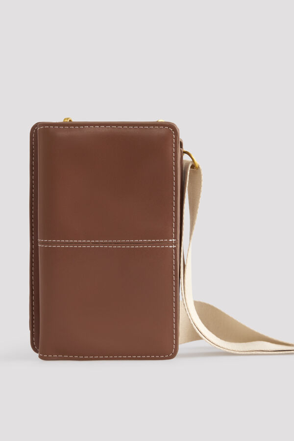 Cortefiel Plain flap phone case Brown