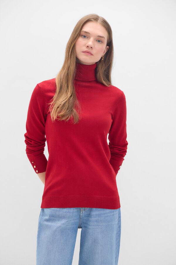 Cortefiel Polo neck jumper Red