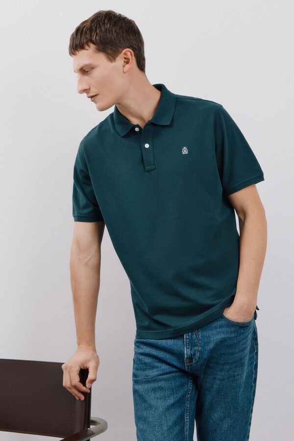 Cortefiel Basic piqué polo shirt Blue