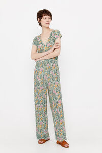 Cortefiel Printed pleated jersey-knit jumpsuit Multicolour