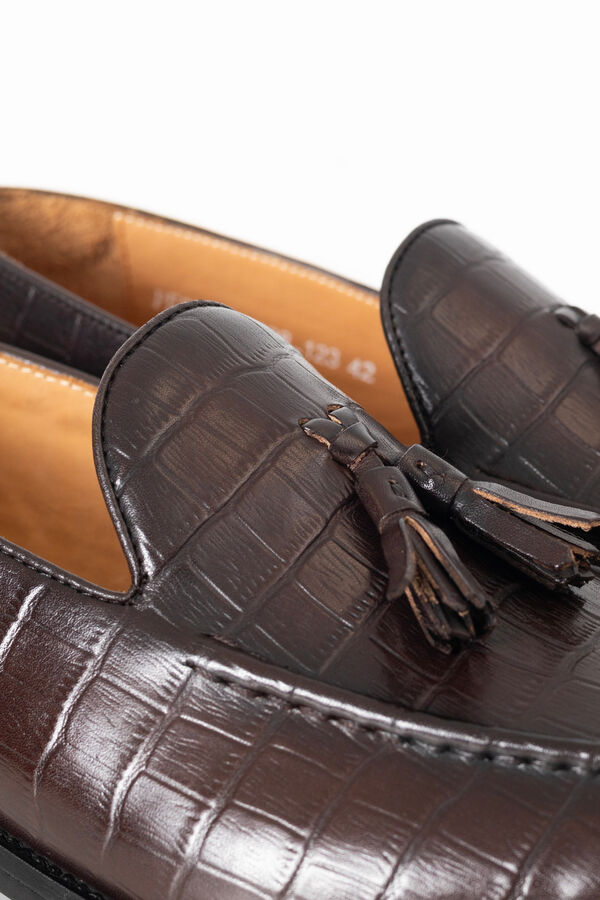 PuroEGO Printed leather tassel loafer Brown