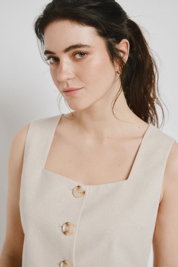 Vero Moda Vestido corto de algod&oacute;n Beige