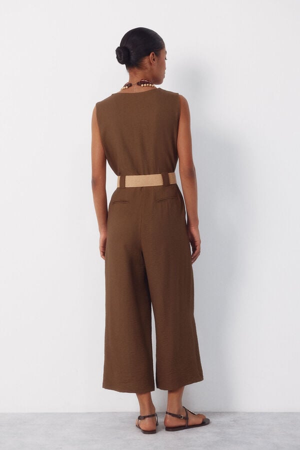 Cortefiel Belted jumpsuit Kaki