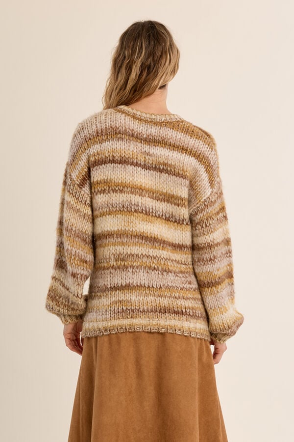 Molly Bracken Striped print jumper Beige