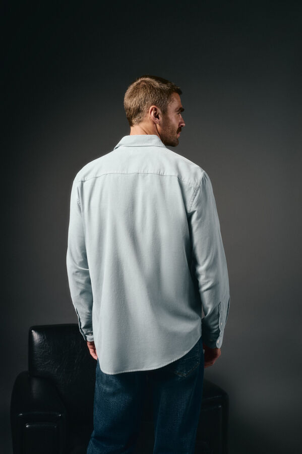 OOTO Camisa de microveludo lisa Azul