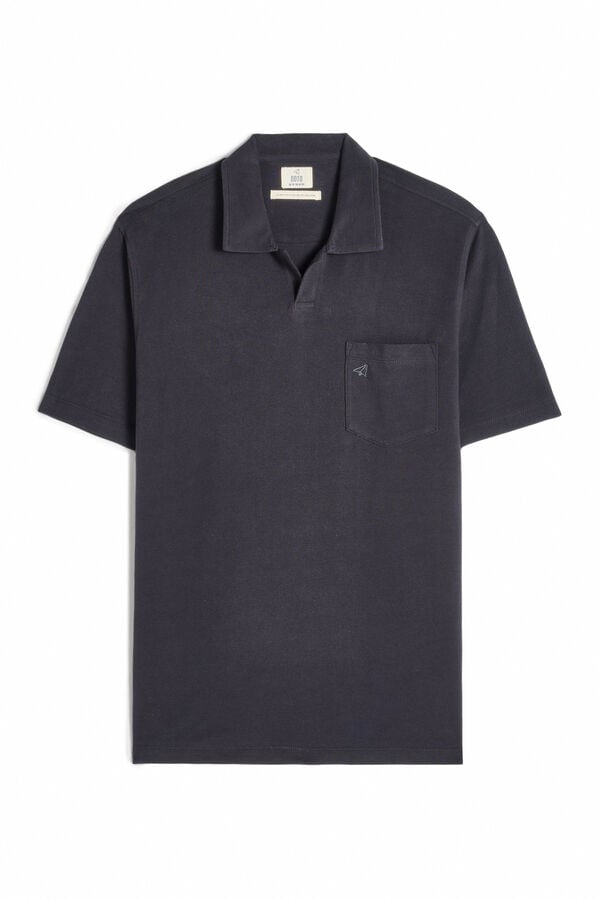 Cortefiel Washed piqué polo shirt with pocket Grey