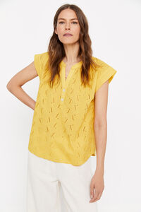 Cortefiel Embroidered blouse Yellow