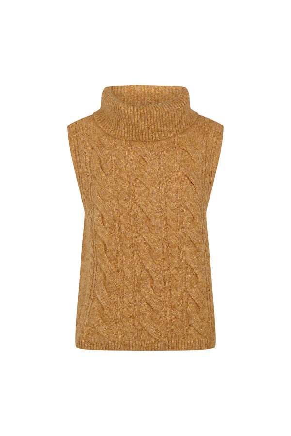 Cortefiel Braided knit gilet Gold