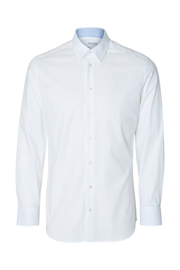 Cortefiel Camisa de algodão orgânico Slim Fit. Branco