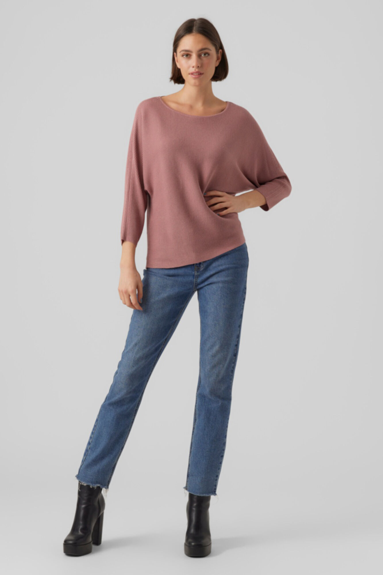 Vero Moda Top de malha manga 3/4 gola barco