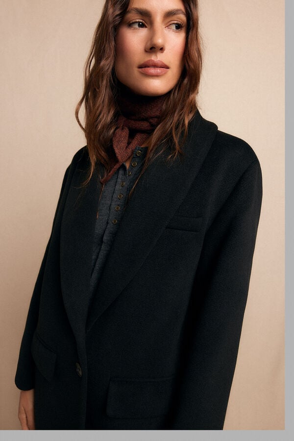 Slowlove Sobretudo longo com gola xale Preto