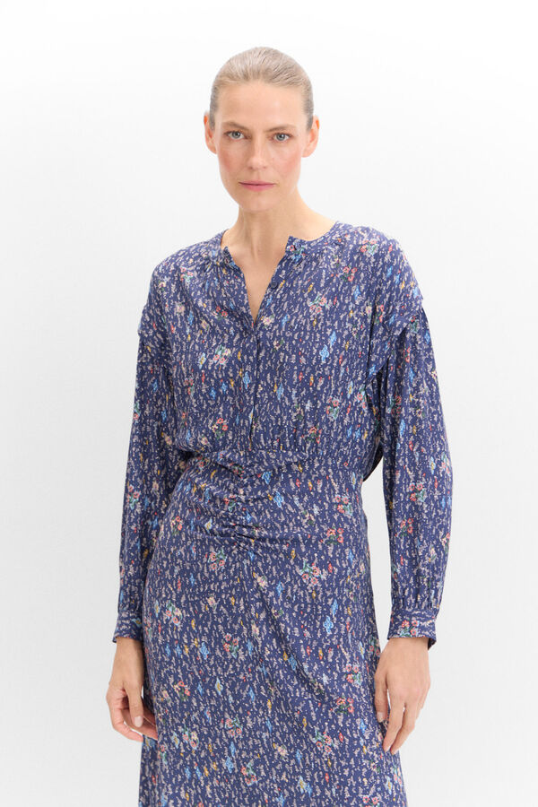 Cortefiel Vestido midi estampado Printed blue