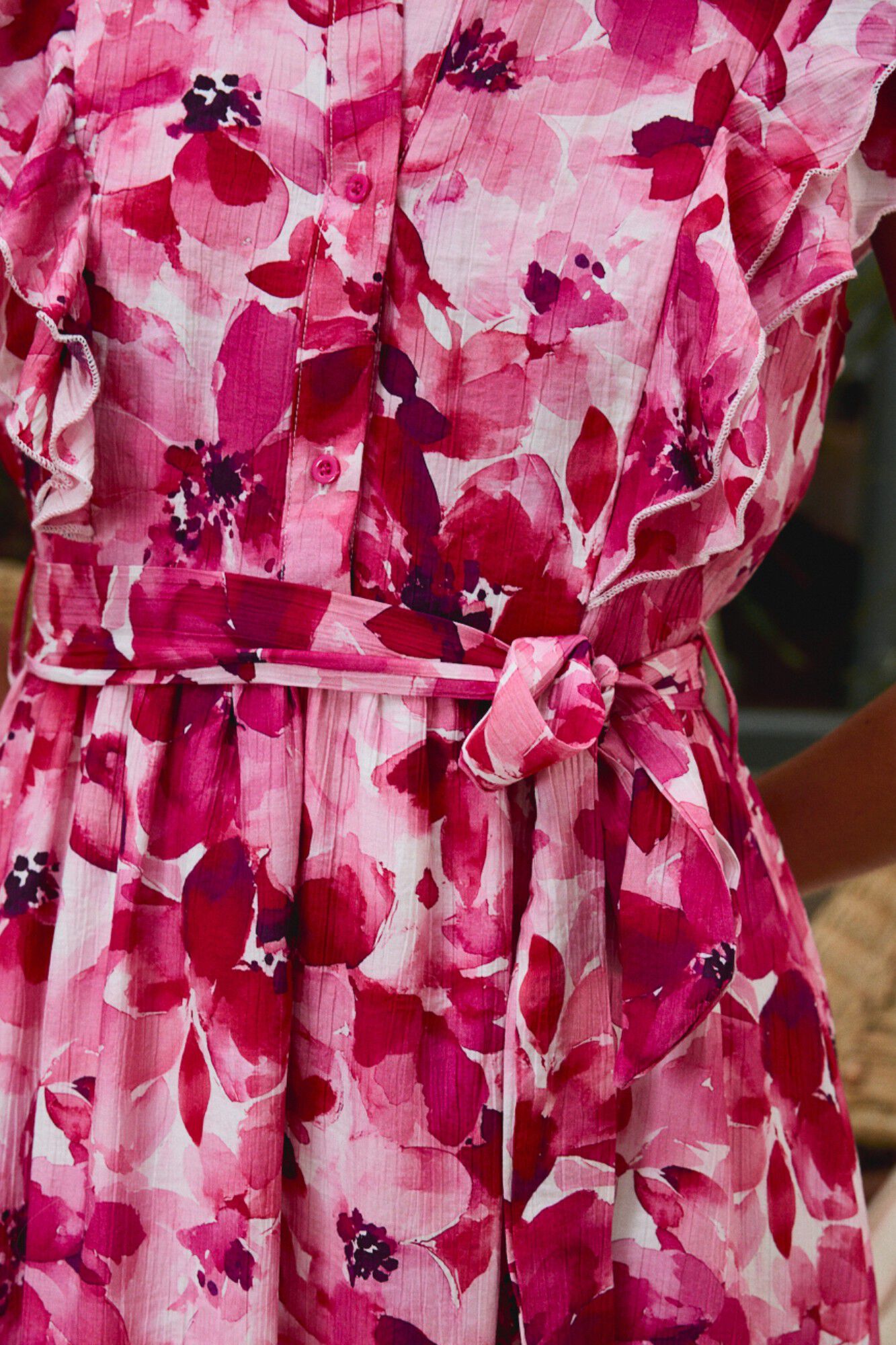 Pol&iacute;n Et Moi Vestido estampado manga curta framboesa