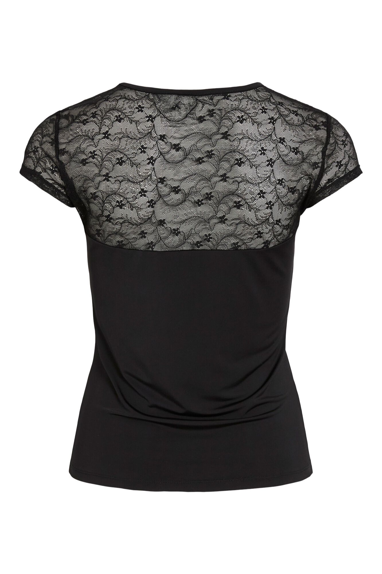 Vila T-shirt de manga curta em renda floral