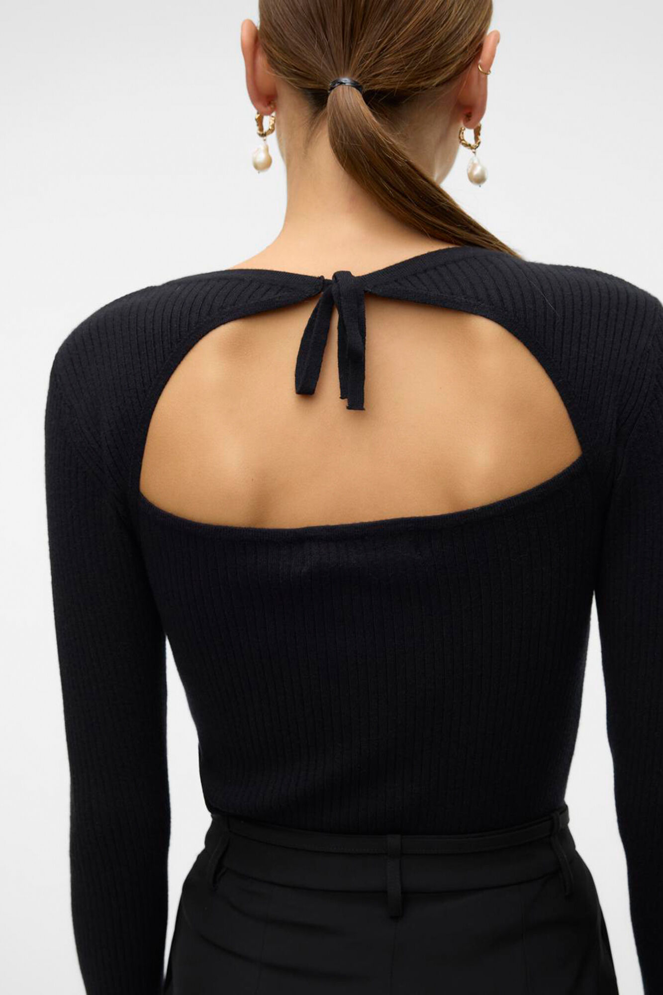 Ribbed open back sweater Women s jumpers and cardigans Cortefiel