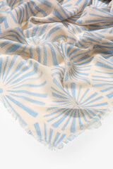 Cortefiel Geometric Floral Print Scarf Blue