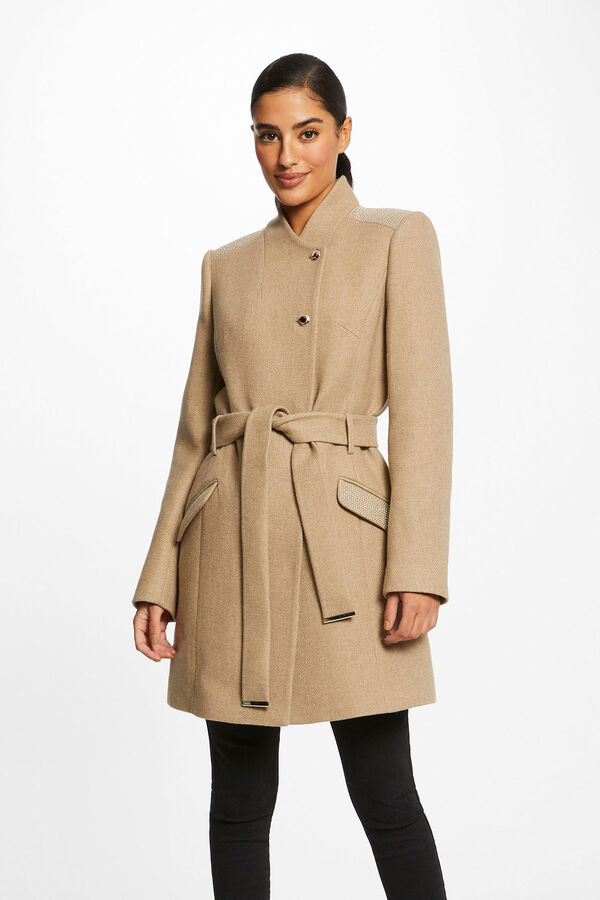 Morgan Loose-fitting coat with belt Beige