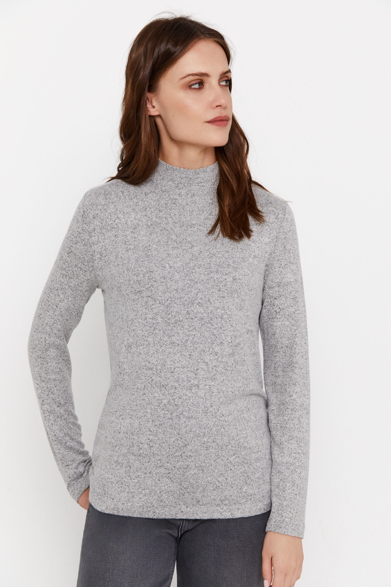 Mock turtleneck long sleeve t shirts women's cheap