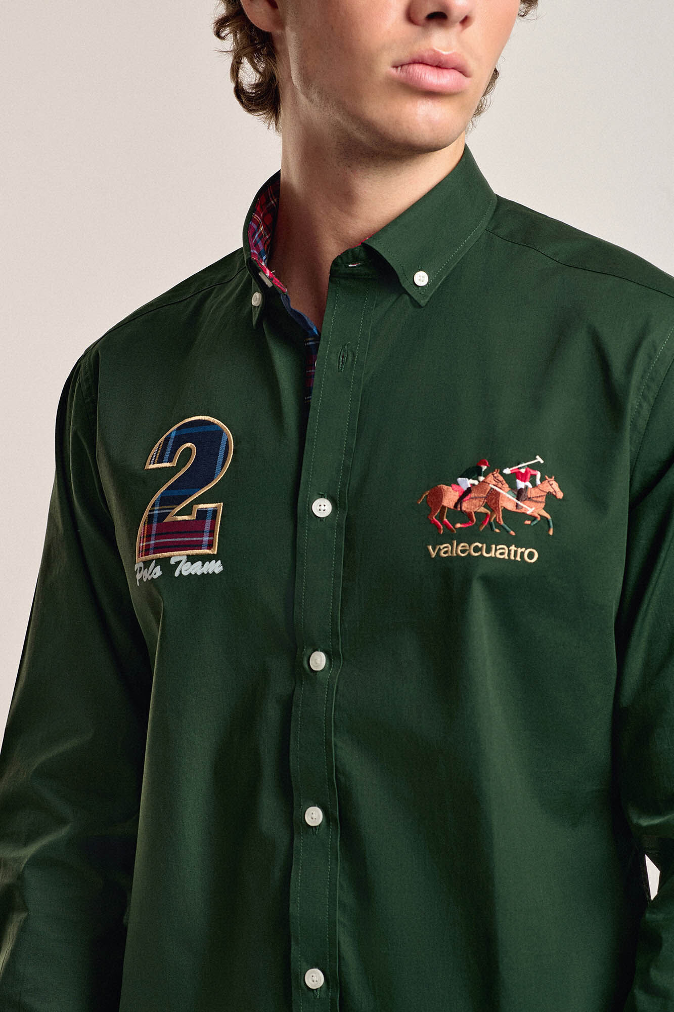 Valecuatro Camisa masculina verde Valecuatro modelo cavalo