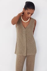 Cortefiel Rustic - look knitted vest Kaki
