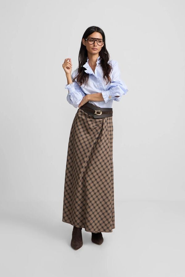 Silbon Camisa gola com folho detalhe punho &agrave;s riscas Azul