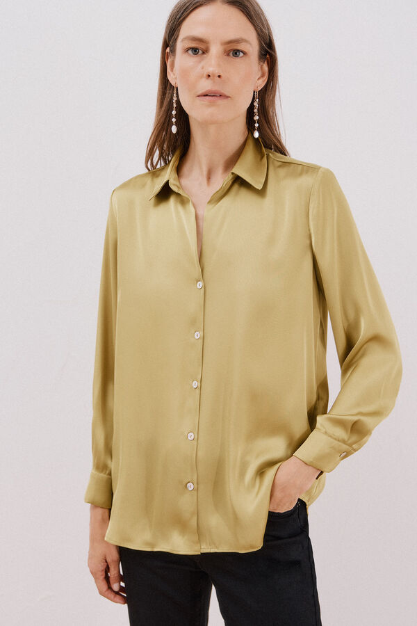 Cortefiel Satin-finish shirt Green
