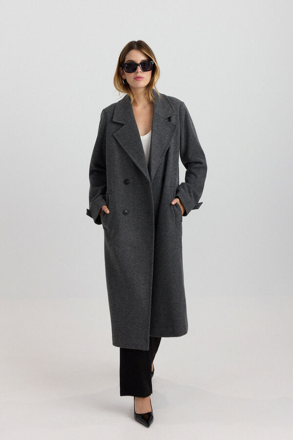 Vero Moda Sobretudo comprido cruzado Cinzento