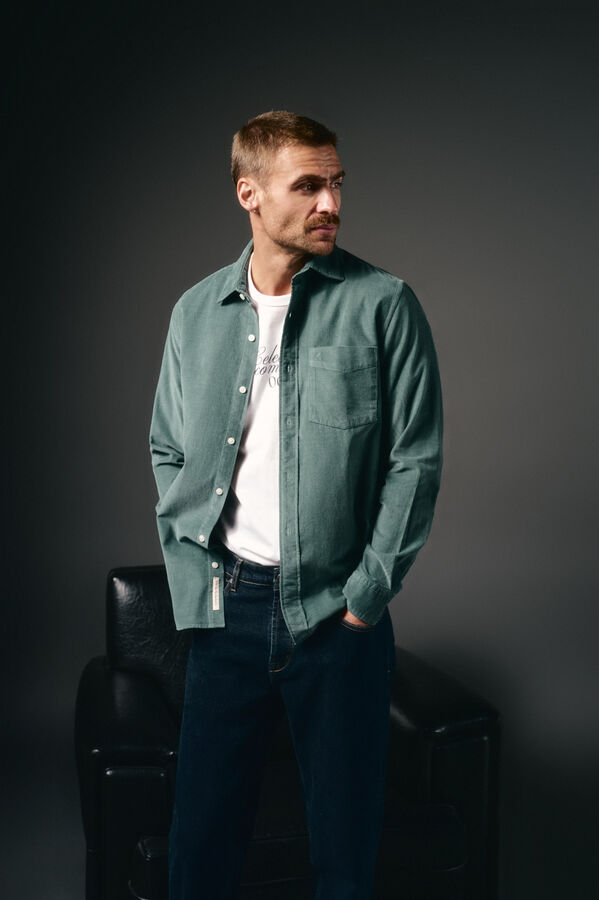 OOTO Camisa micropana lisa Turquesa