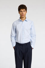 Selected Camisa de manga comprida elegante 100% algodão Azul