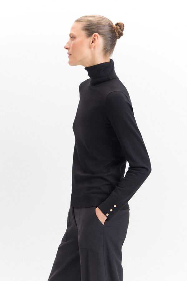 Cortefiel Polo neck jumper Black