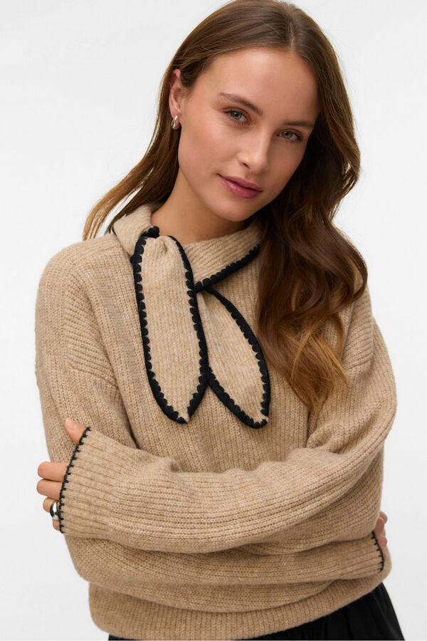 Vero Moda Jersey de punto lazada Marr&oacute;n