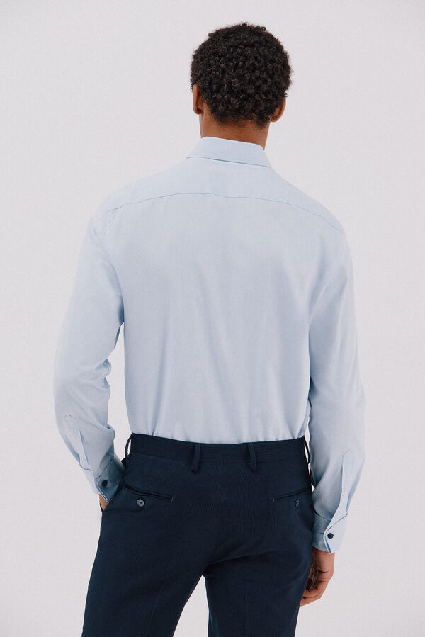 Cortefiel Plain easy-iron shirt with cufflinks Blue