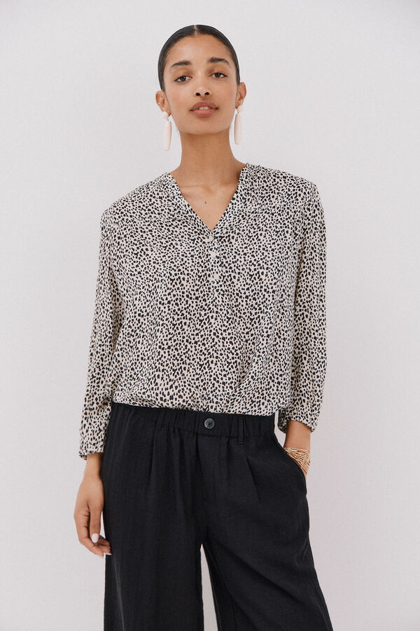 Cortefiel Front yoke blouse Printed white