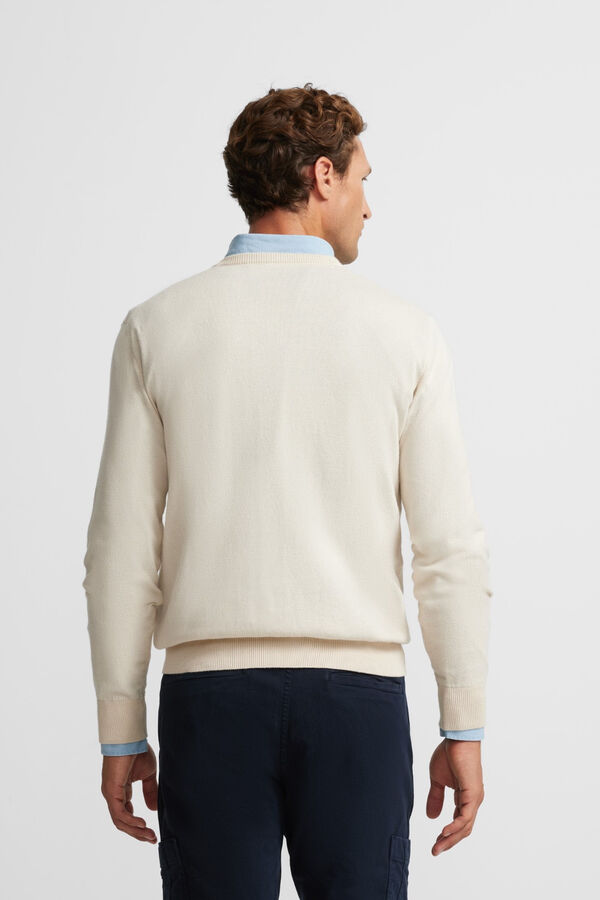 Silbon Plain V neck sweater Beige