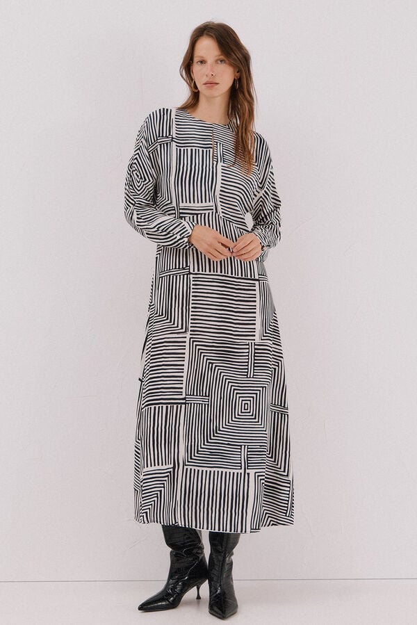 Cortefiel Printed midi dress Printed white