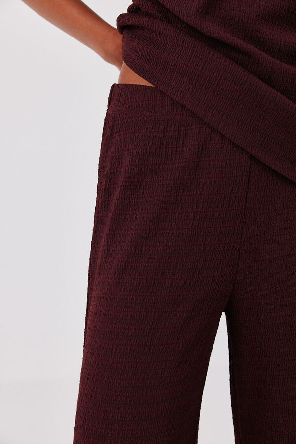Cortefiel Wide knit trousers Maroon