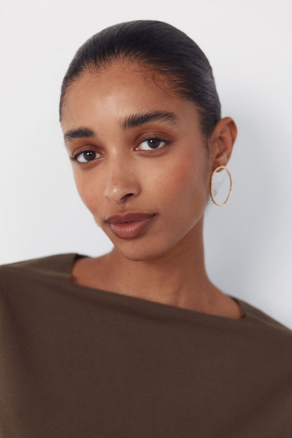 Cortefiel Boat neck t-shirt Kaki