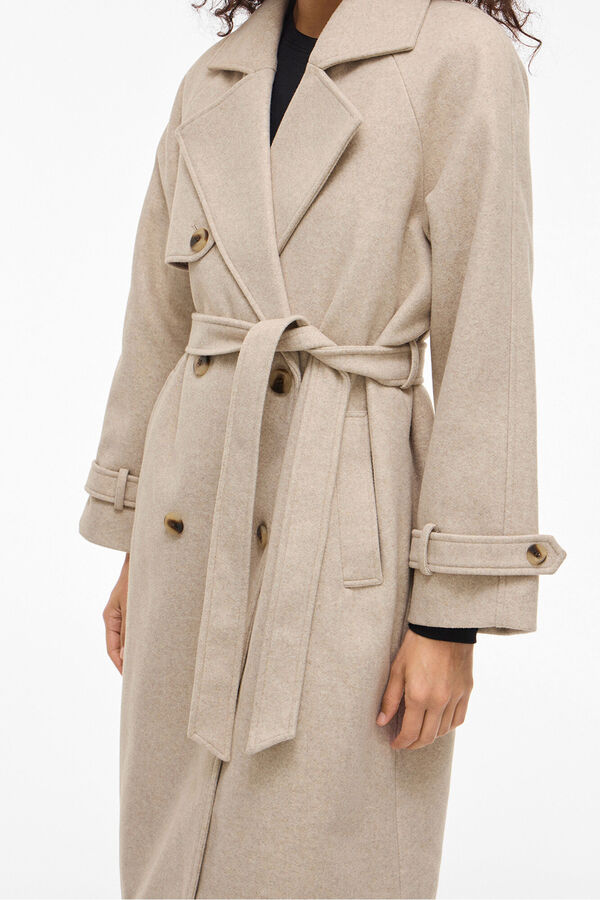 Vila Sobretudo longo de pano com nós Tostado