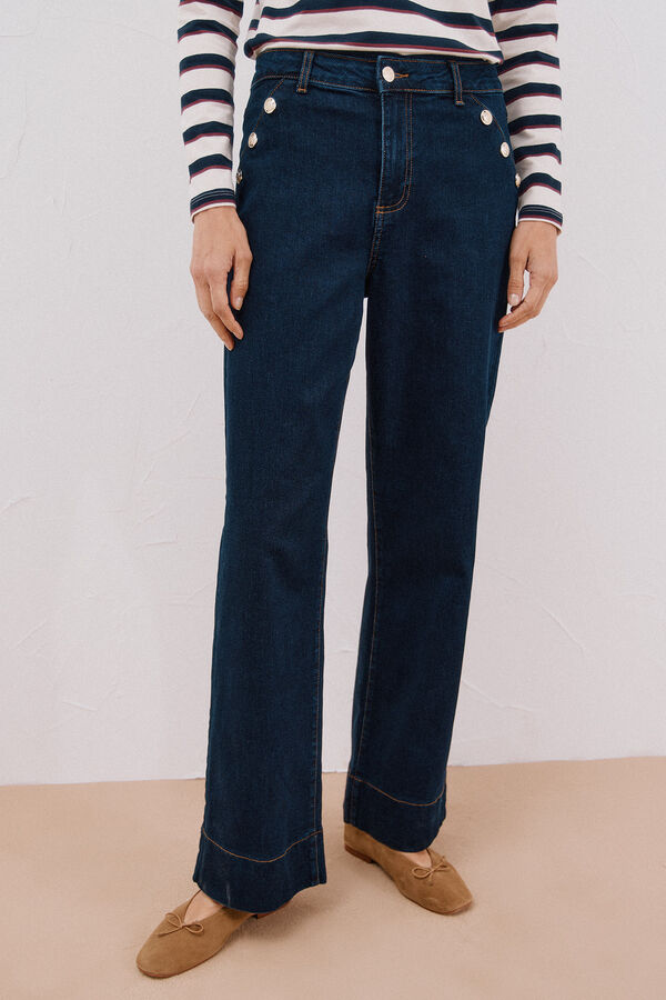 Cortefiel Palazzo pants with buttons  Blue