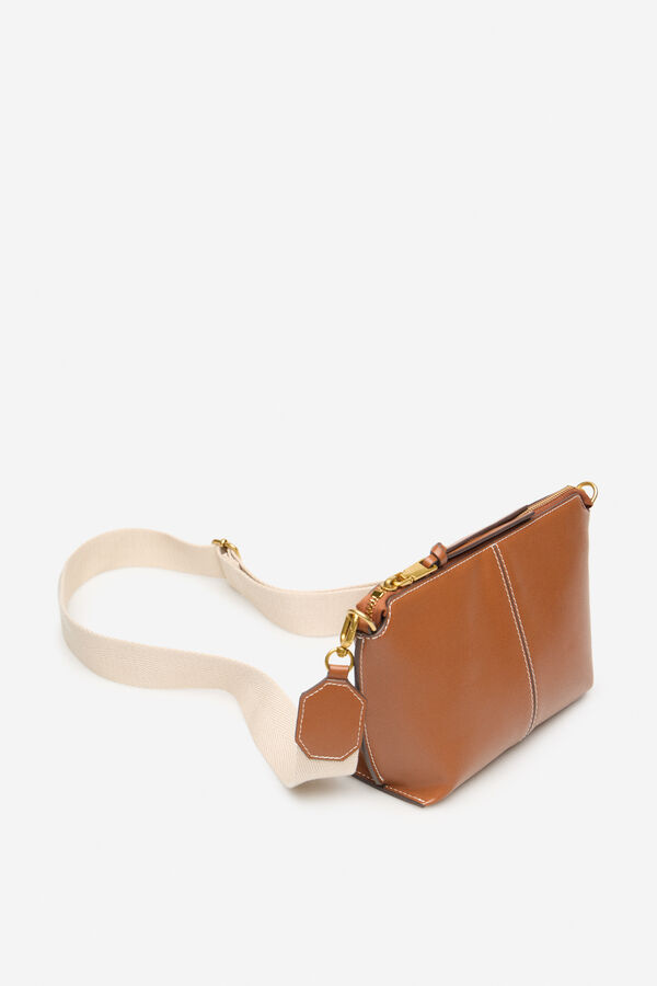 Cortefiel Basic crossbody bag with stitching Brown