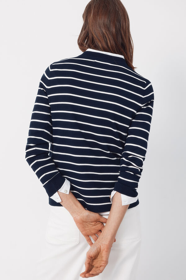 Cortefiel Striped jersey-knit jumper Navy