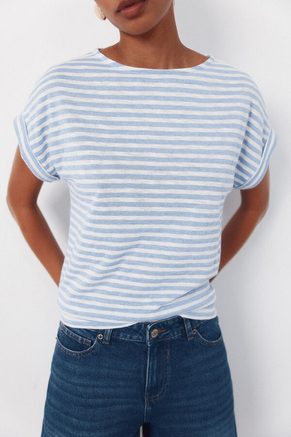 Cortefiel T-shirt riscas Azul