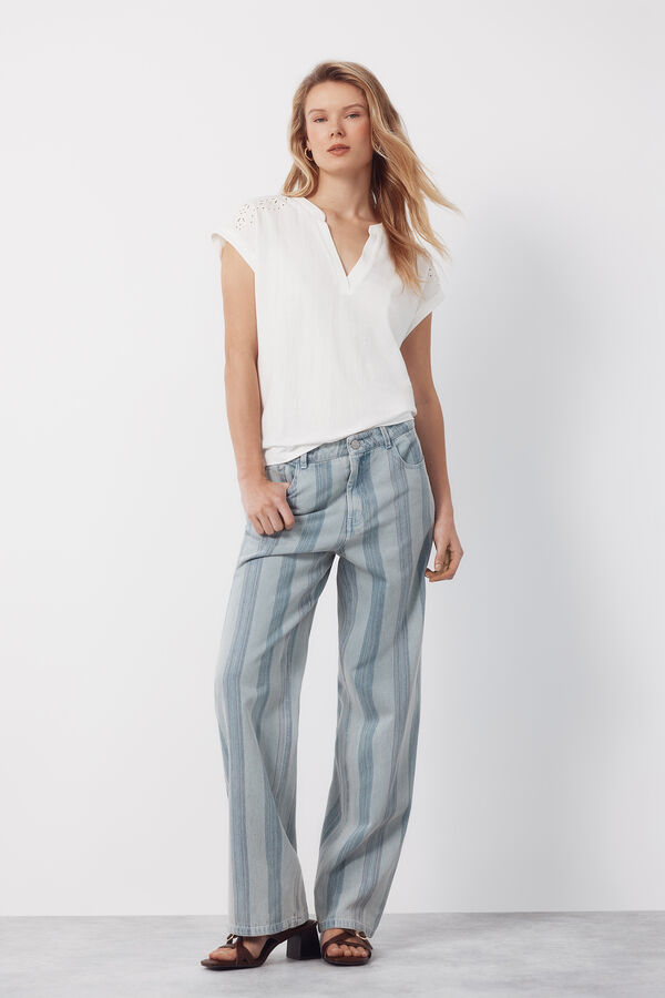 Cortefiel Stretch piqu&eacute; polo with embroidered detail White