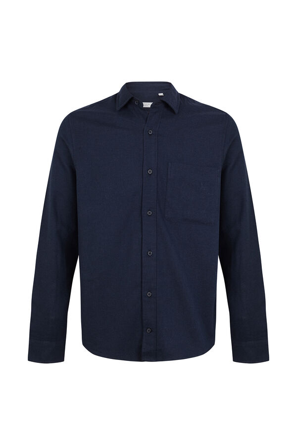 Cortefiel Flannel herringbone shirt Navy