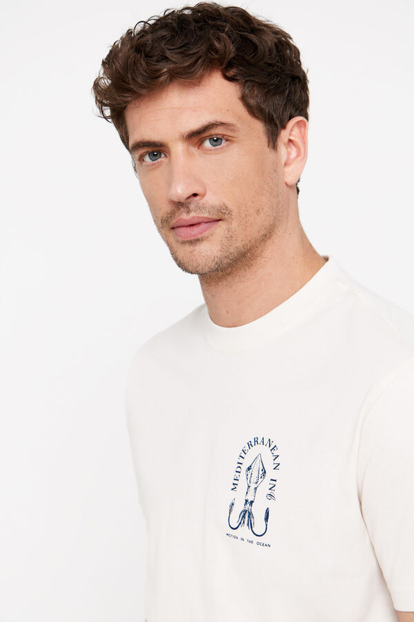 Cortefiel Camiseta gráfica calamar Piedra