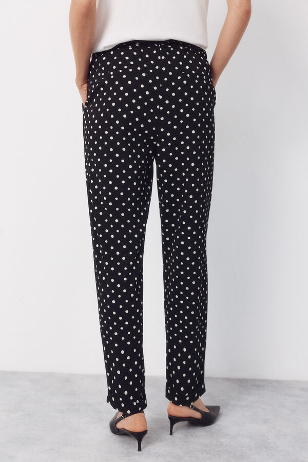 Cortefiel Flowy textured trousers Printed white