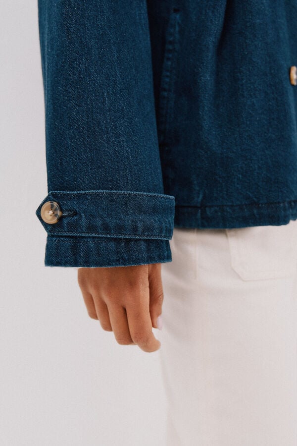 Cortefiel Short denim trench coat Navy