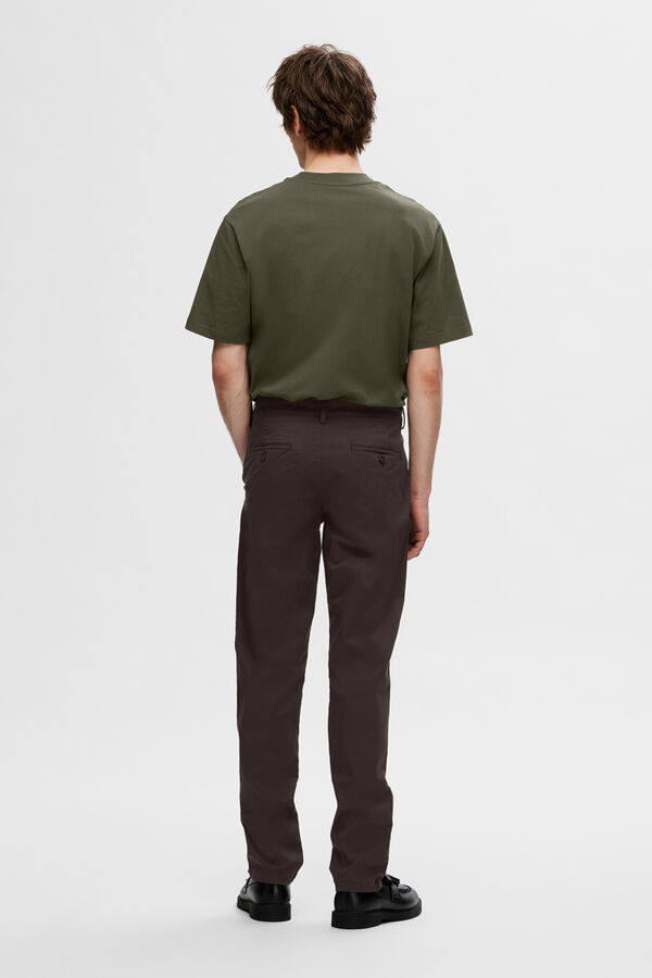 Selected Cal&ccedil;as chino para homem slim fit Castanho