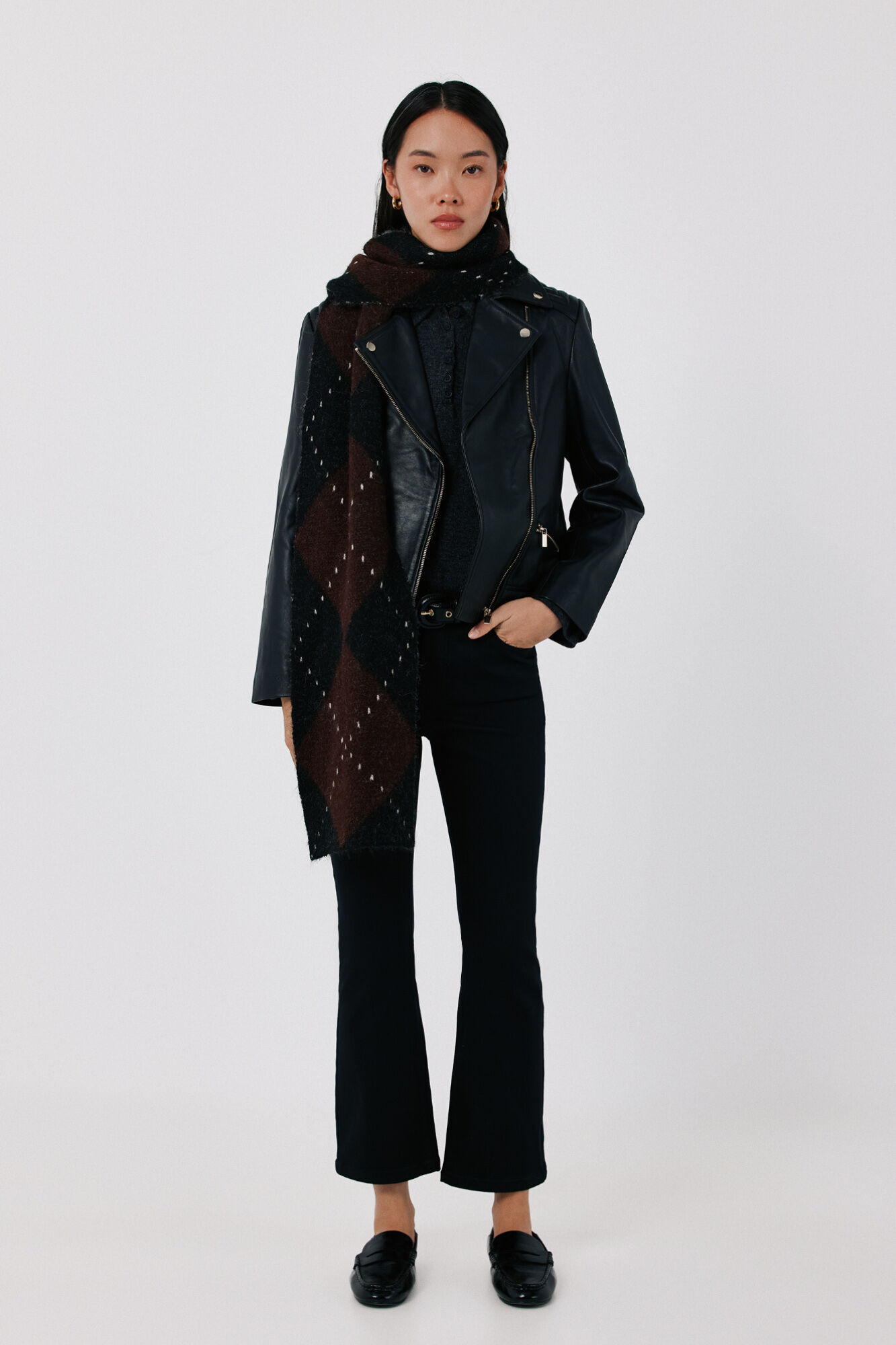 Cortefiel Leather zip fastening jacket